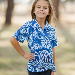 Flutterby Blue  Golf Shirt - Kids